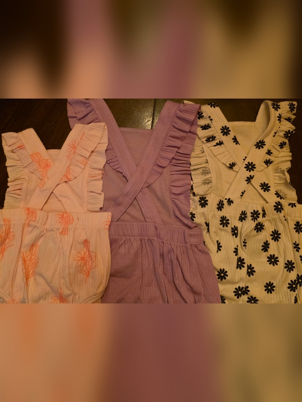 Baby Girls' Floral & Solid Ruffled Rompers Bundle - Picture 2 of 4